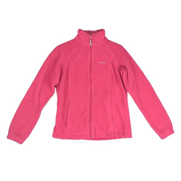 COLUMBIA Benton Springs Women's M Pink Fleece Full Zip Jacket Coat 01264 - Picture 1 of 7